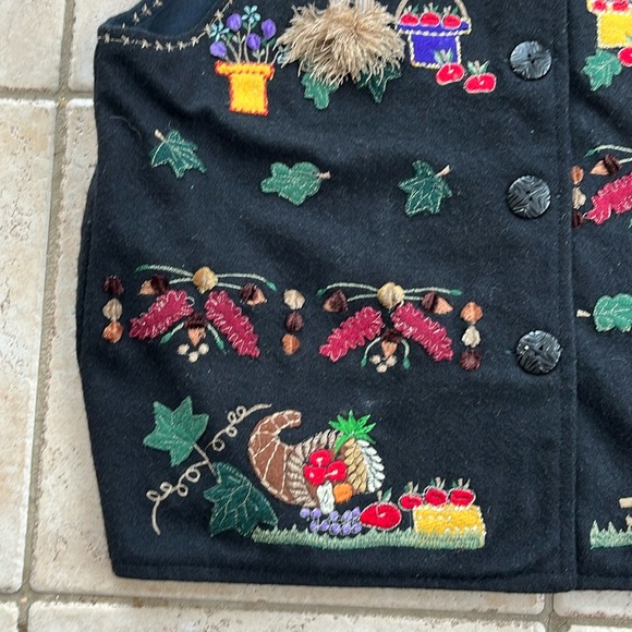 🍁Vintage Paul Harris Design Embroidered Fall/Harvest Themed Vest Size L EUC 🍁 - Picture 10 of 15